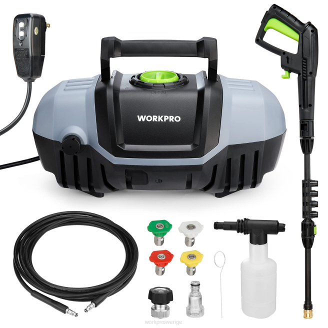 WORKPRO 1900 max psi 1,8 gpm 12-amp kompakt elektrisk högtryckstvätt hjälpsam 0ZLD299 verktyg