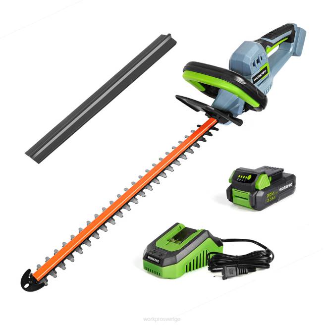 WORKPRO 20V sladdlös häcksax med dubbelverkande blad elektriskt trädgårdsredskap 2,0ah batteri och 1 timmes snabbladdare ingår morden 0ZLD295 verktyg