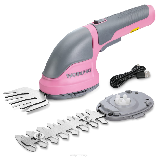 WORKPRO 2 i 1 handhållen 3,6v elektrisk sladdlös buskasax häcksax/gräsklippare rosa/grön/vit 0ZLD268 verktyg
