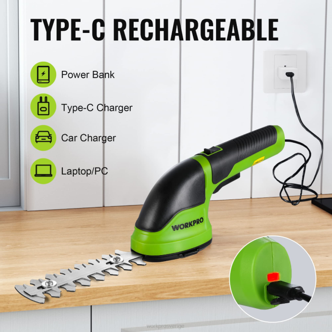 WORKPRO 2 i 1 handhållen 3,6v elektrisk sladdlös buskasax häcksax/gräsklippare rosa/grön/vit 0ZLD268 verktyg