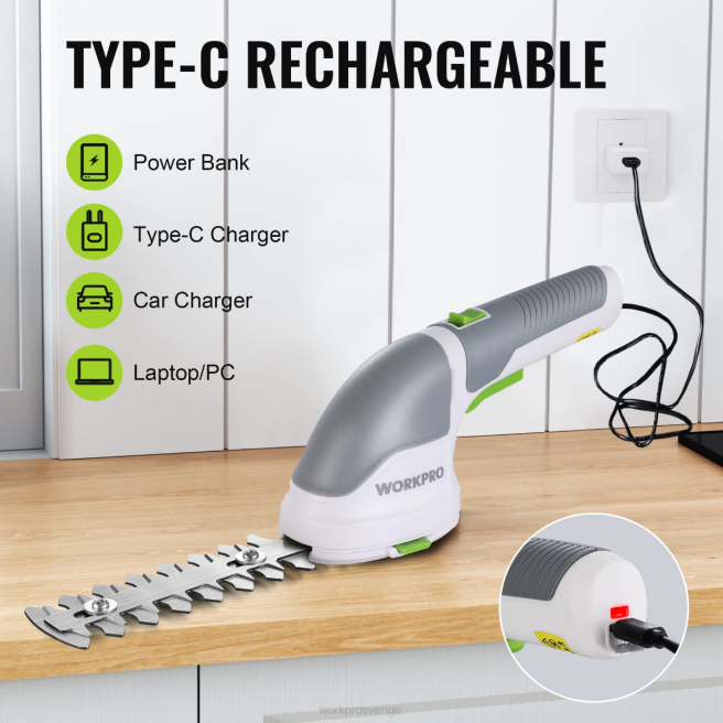WORKPRO 2 i 1 handhållen 3,6v elektrisk sladdlös buskasax häcksax/gräsklippare rosa/grön/vit 0ZLD268 verktyg