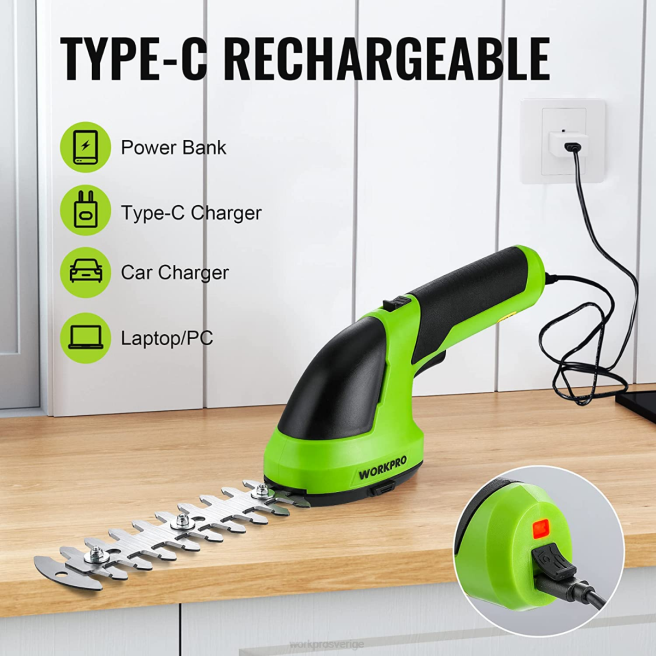 WORKPRO 2 i 1 handhållen 7,2v elektrisk sladdlös buskasax häcksax/gräsklippare rosa/grön/vit 0ZLD269 verktyg