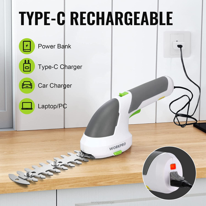 WORKPRO 2 i 1 handhållen 7,2v elektrisk sladdlös buskasax häcksax/gräsklippare rosa/grön/vit 0ZLD269 verktyg
