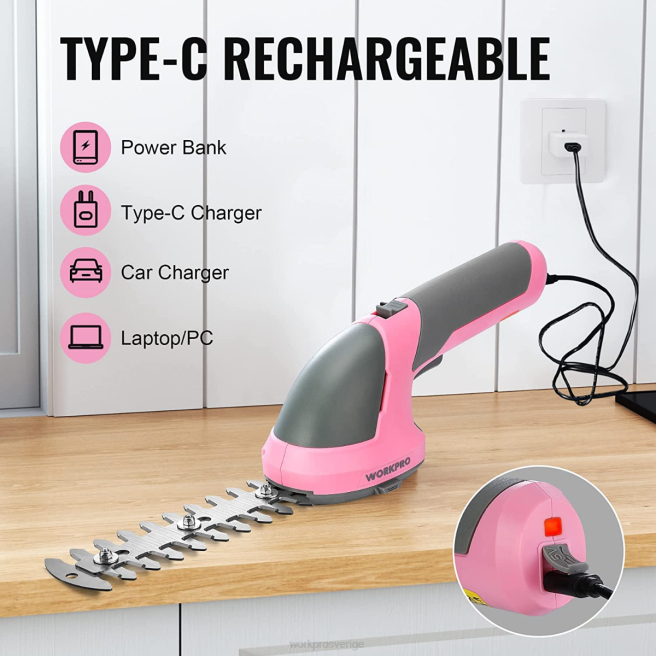 WORKPRO 2 i 1 handhållen 7,2v elektrisk sladdlös buskasax häcksax/gräsklippare rosa/grön/vit 0ZLD269 verktyg