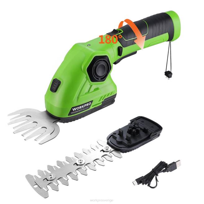 WORKPRO sladdlös grässax & buskasax 2 i 1 handhållen häcksax 7.2v elektrisk grästrimmer häcksax grön/vit 0ZLD297 verktyg