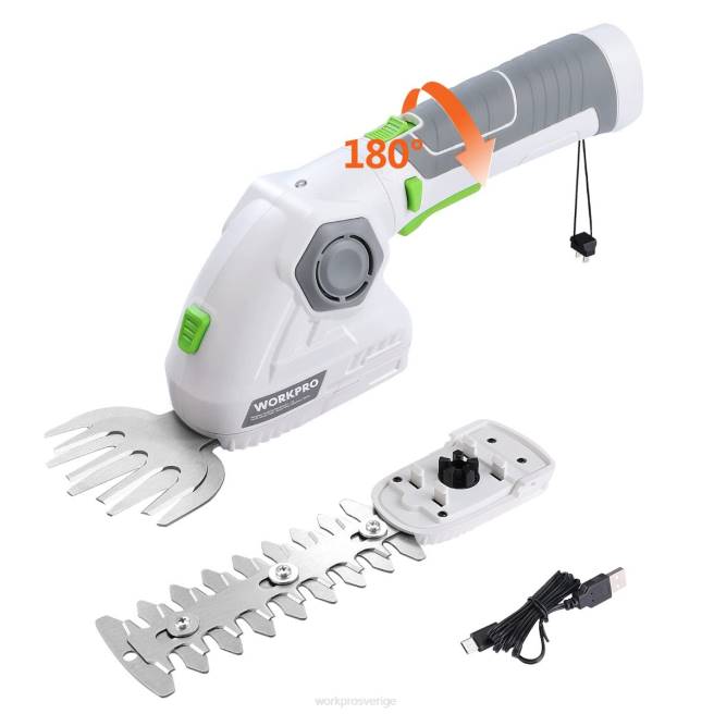 WORKPRO sladdlös grässax & buskasax 2 i 1 handhållen häcksax 7.2v elektrisk grästrimmer häcksax grön/vit 0ZLD297 verktyg