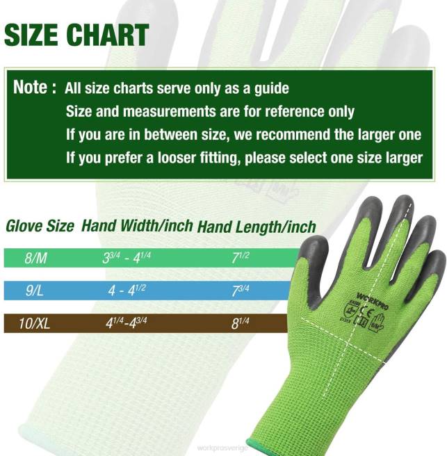WORKPRO 2 par trädgårdsarbetshandskar med eco latex palmbeläggning och pekskärm för ogräsrensning, grävning, kratta och beskärning ny 0ZLD273 verktyg