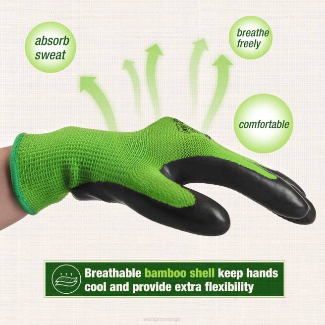 WORKPRO 2 par trädgårdsarbetshandskar med eco latex palmbeläggning och pekskärm för ogräsrensning, grävning, kratta och beskärning ny 0ZLD273 verktyg