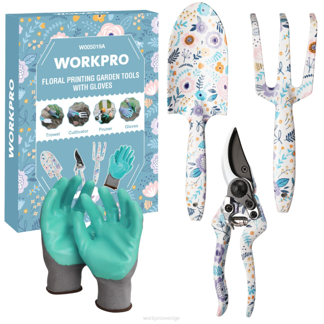 WORKPRO 4st trädgårdsredskapsset i aluminium vit/rosa 0ZLD285 verktyg
