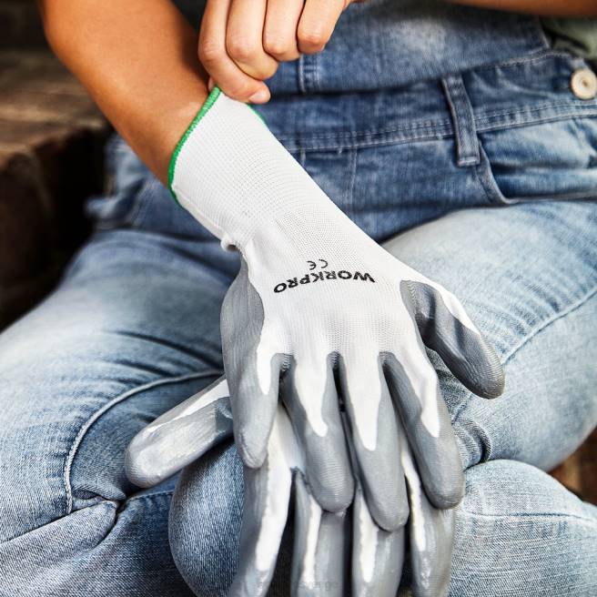 WORKPRO 6 par trädgårdsarbetshandskar med ekologisk latex palmbeläggning hjälpsam 0ZLD275 verktyg