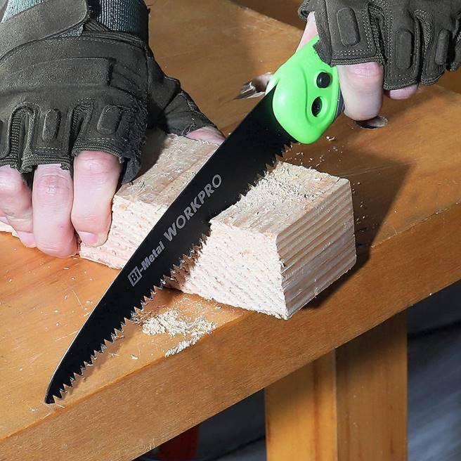 WORKPRO viksåg kompakt handbeskärningssåg med 7-tums bladtryckknapplås hjälpsam 0ZLD270 verktyg