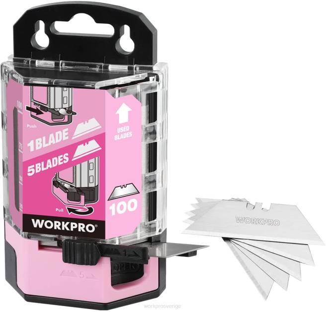 WORKPRO 100 st sk5 verktygsknivblad i kolstål utbyte med dispenser röd/rosa 0ZLD49 verktyg