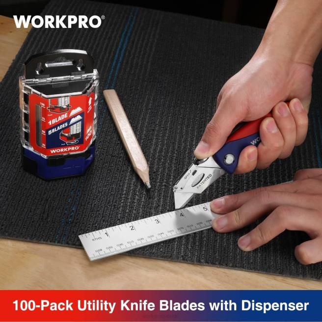 WORKPRO 100 st sk5 verktygsknivblad i kolstål utbyte med dispenser röd/rosa 0ZLD49 verktyg