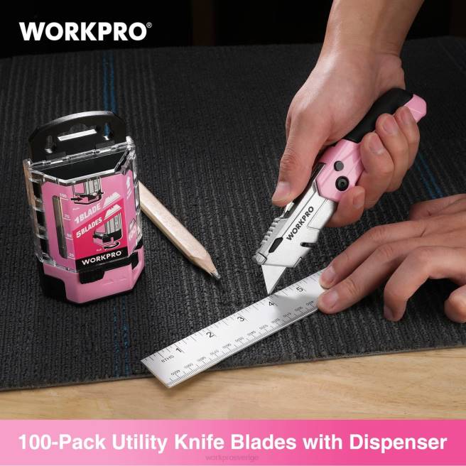 WORKPRO 100 st sk5 verktygsknivblad i kolstål utbyte med dispenser röd/rosa 0ZLD49 verktyg