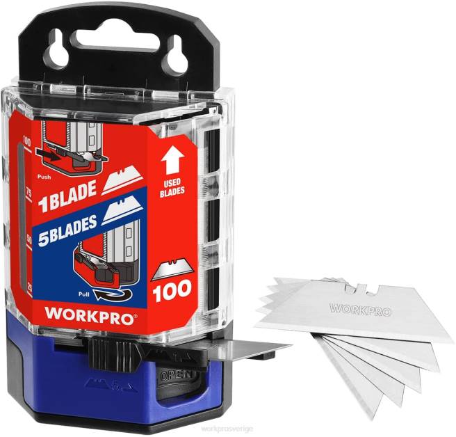 WORKPRO 100 st sk5 verktygsknivblad i kolstål utbyte med dispenser röd/rosa 0ZLD49 verktyg