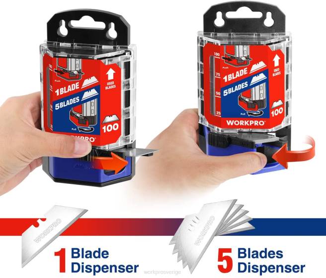 WORKPRO 100 st sk5 verktygsknivblad i kolstål utbyte med dispenser röd/rosa 0ZLD49 verktyg