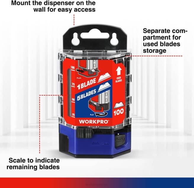 WORKPRO 100 st sk5 verktygsknivblad i kolstål utbyte med dispenser röd/rosa 0ZLD49 verktyg