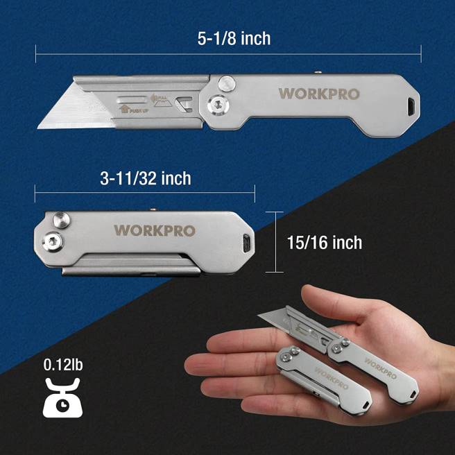WORKPRO 3 st hopfällbara verktygsknivsatser snabbbytesblad lådskärare hjälpsam 0ZLD43 verktyg