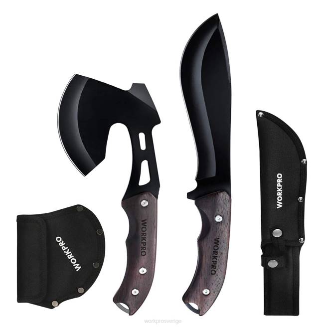 WORKPRO full tang träskaft yxa och fast blad kniv combo set med nylon slida användbar 0ZLD48 verktyg