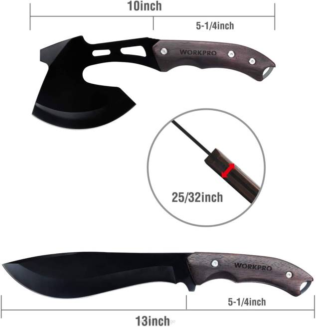 WORKPRO full tang träskaft yxa och fast blad kniv combo set med nylon slida användbar 0ZLD48 verktyg