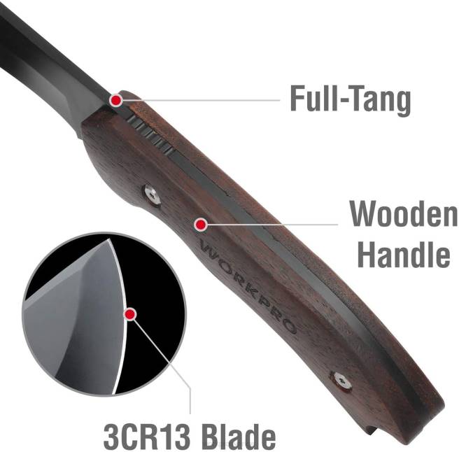 WORKPRO full tang träskaft yxa och fast blad kniv combo set med nylon slida användbar 0ZLD48 verktyg