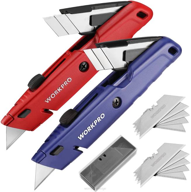 WORKPRO infällbar redskapskniv med extra bladförvaring, 2-pack snabbbyteslådor morden 0ZLD56 verktyg