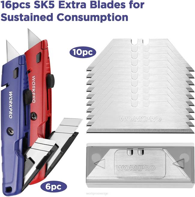WORKPRO infällbar redskapskniv med extra bladförvaring, 2-pack snabbbyteslådor morden 0ZLD56 verktyg
