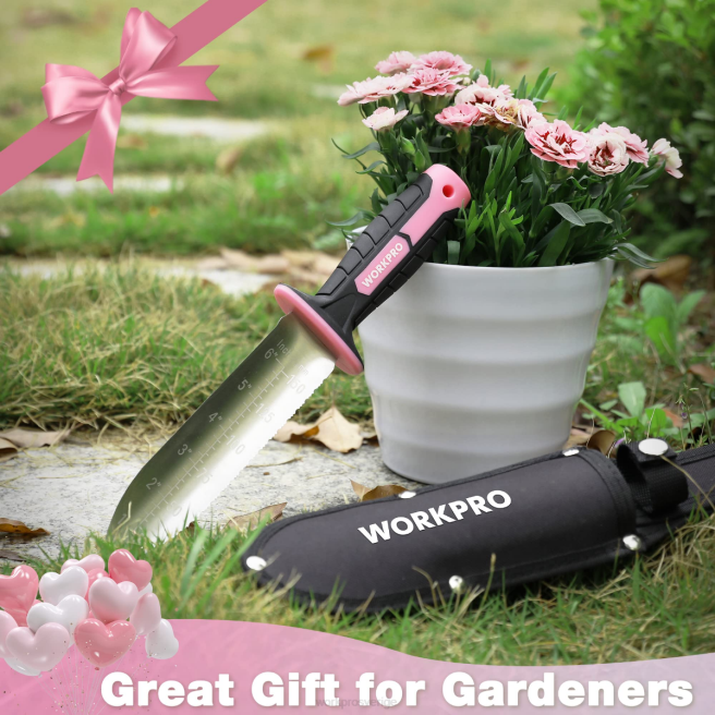 WORKPRO trädgårdskniv med oxfordslida, rostfritt stålblad med skäregg grön/rosa 0ZLD283 verktyg