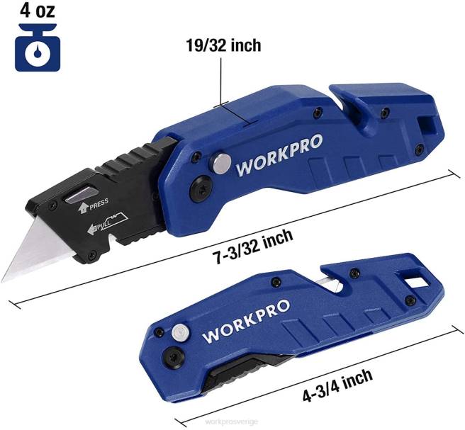 WORKPRO vikbar redskapskniv lättvikts redskapsskärare i nylon med 10-delade extra blad röd/blå/svart 0ZLD38 verktyg