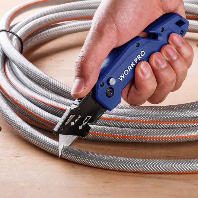 WORKPRO vikbar redskapskniv lättvikts redskapsskärare i nylon med 10-delade extra blad röd/blå/svart 0ZLD38 verktyg