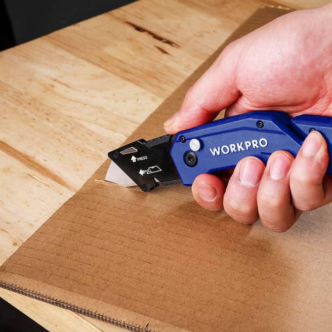 WORKPRO vikbar redskapskniv lättvikts redskapsskärare i nylon med 10-delade extra blad röd/blå/svart 0ZLD38 verktyg