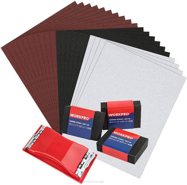 WORKPRO 24 förpackningar sandpapper 80-600 korn med hållare hjälpsam 0ZLD150 verktyg