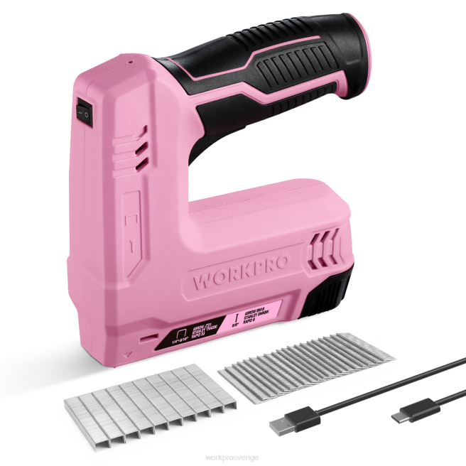 WORKPRO 3,6v 2,0ah batteridriven elektrisk sladdlös 2-i-1 häftklammer och spikpistol rosa/grå 0ZLD265 verktyg