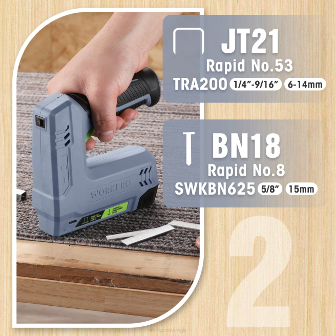 WORKPRO 3,6v 2,0ah batteridriven elektrisk sladdlös 2-i-1 häftklammer och spikpistol rosa/grå 0ZLD265 verktyg