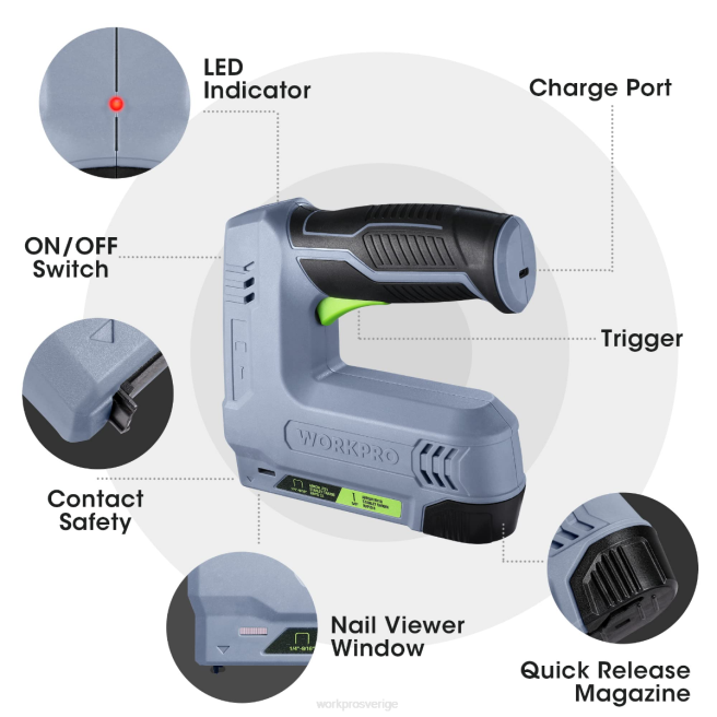 WORKPRO 3,6v 2,0ah batteridriven elektrisk sladdlös 2-i-1 häftklammer och spikpistol rosa/grå 0ZLD265 verktyg