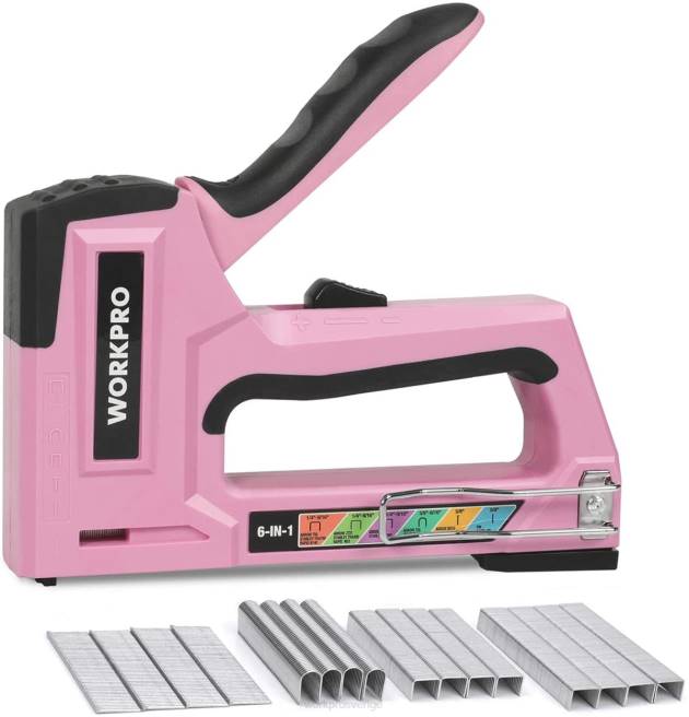 WORKPRO 6-i-1 manuell spikpistol för spikpistol rosa/grå 0ZLD59 verktyg