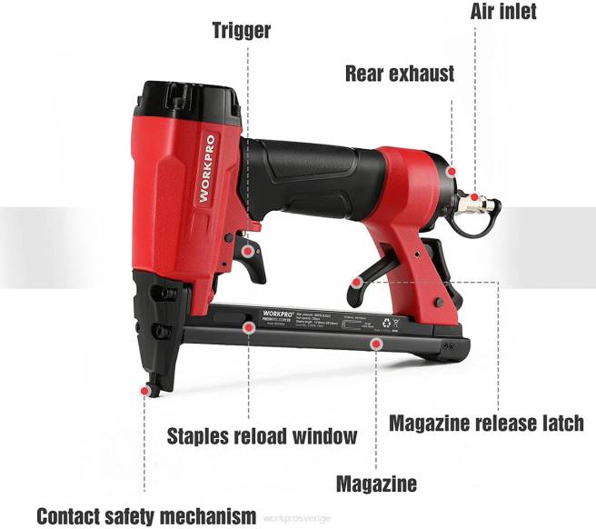 WORKPRO pneumatisk 20 gauge häftpistol för snickeri träbearbetning och gör-det-själv-projekt användbar 0ZLD61 verktyg