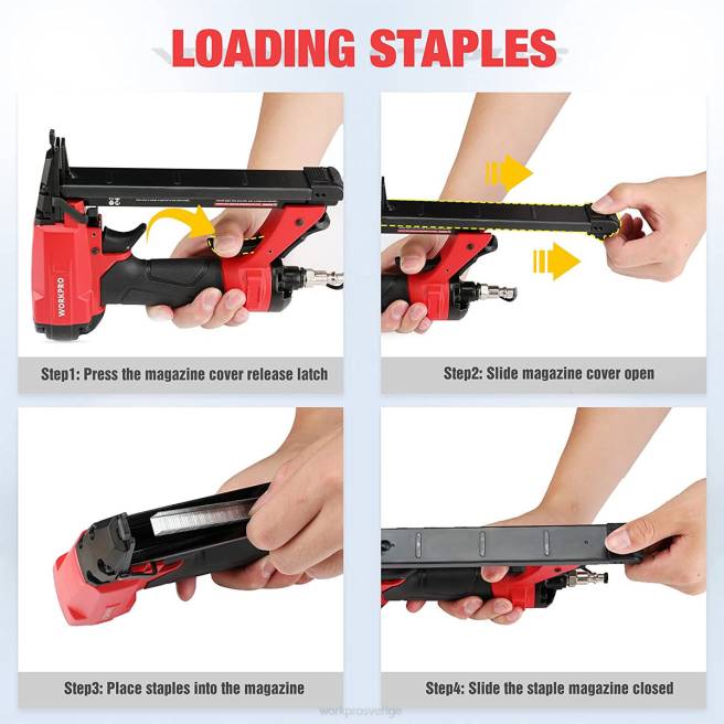 WORKPRO pneumatisk 20 gauge häftpistol för snickeri träbearbetning och gör-det-själv-projekt användbar 0ZLD61 verktyg
