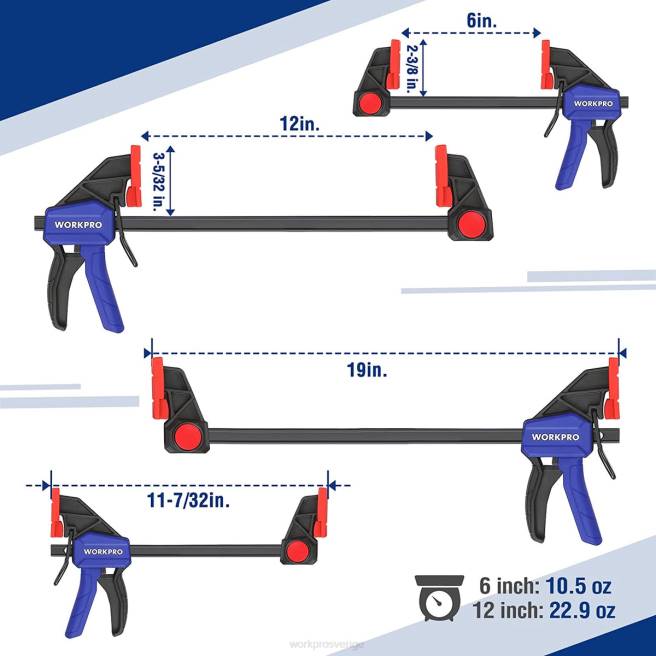 WORKPRO stångklämmor för träbearbetning, 150/300lbs lock ny 0ZLD121 verktyg