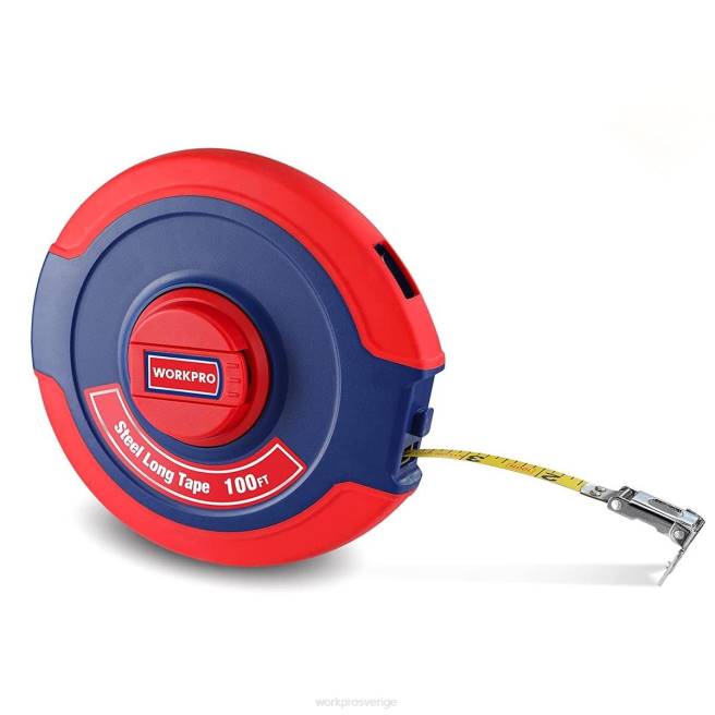 WORKPRO 100 fot måttband, stängd rulle stål lång tejp med vikbart handtag, stöttålig väska ny 0ZLD106 verktyg