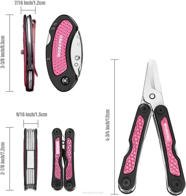 WORKPRO verktygskniv och multiverktygssats rosa 0ZLD44 verktyg