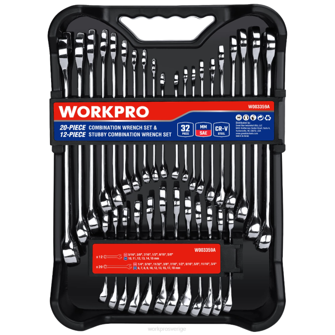 WORKPRO 32 st Sae & metrisk kombination 12 pt vanlig och stubbig skiftnyckelsats morden 0ZLD92 verktyg