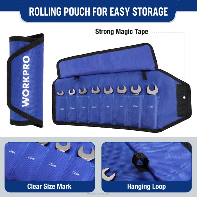 WORKPRO 8 st flex-head stubbig spärrnyckelsats ny 0ZLD82 verktyg