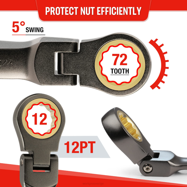 WORKPRO 8 st flex-head stubbig spärrnyckelsats ny 0ZLD82 verktyg