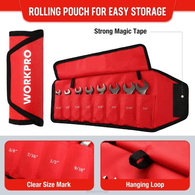 WORKPRO 8 st flex-head stubbig spärrnyckelsats ny 0ZLD82 verktyg