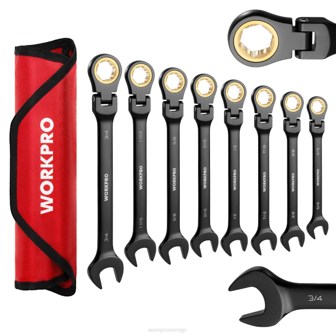 WORKPRO 8 st spärrkombination flex-head anti-slip skiftnyckelset morden 0ZLD80 verktyg