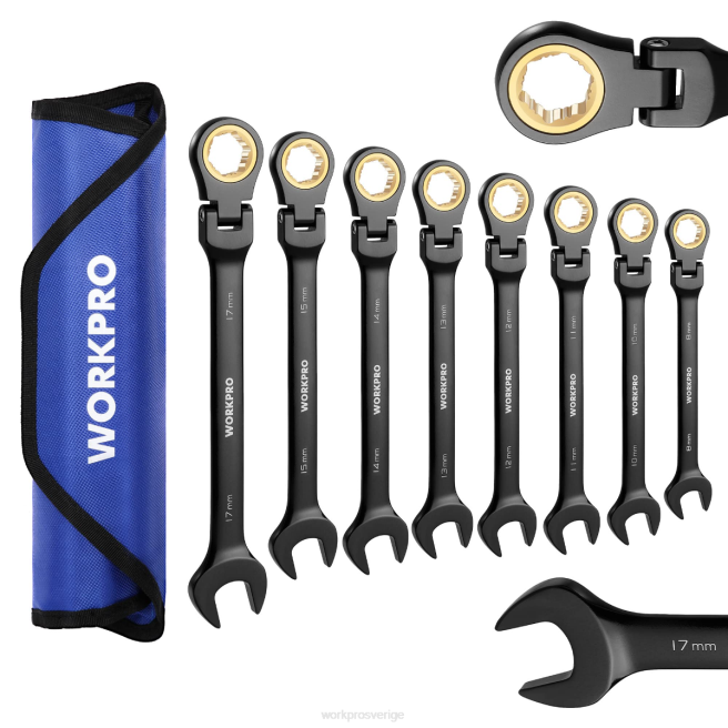 WORKPRO 8 st spärrkombination flex-head anti-slip skiftnyckelset morden 0ZLD80 verktyg