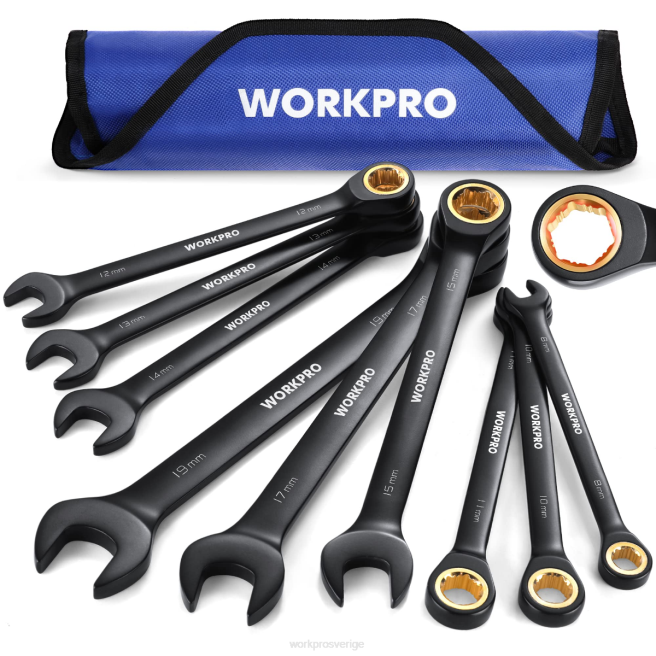 WORKPRO 9 st anti-slip spärrnyckelsats svart 0ZLD88 verktyg