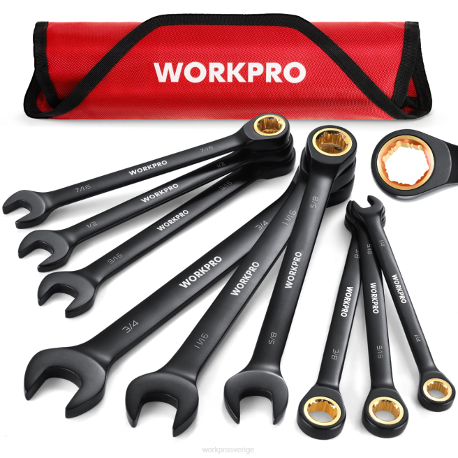 WORKPRO 9 st anti-slip spärrnyckelsats svart 0ZLD88 verktyg