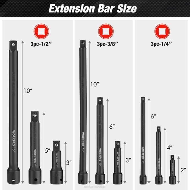 WORKPRO 9 st impact driver förlängningsstångssats morden 0ZLD141 verktyg